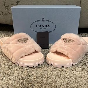 Prada Shearling Slides